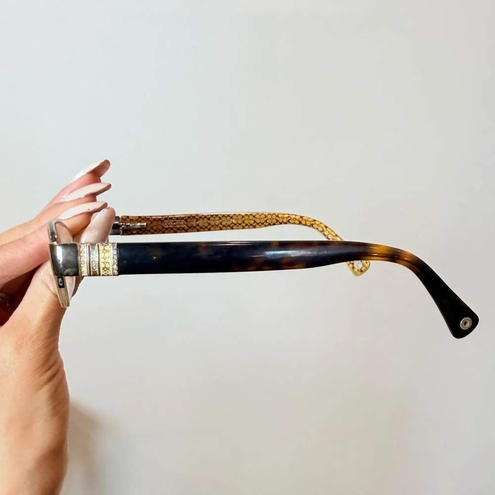 🔥Coach Semi-Rimless Rectangular Eyeglasses Brown Temples Magnifying glasses EC🔥